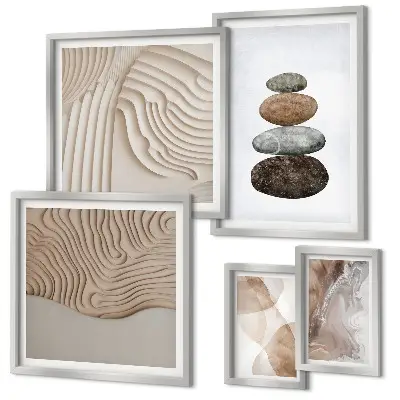 Set de tablouri decorative de perete forme abstracte în culori pastelate