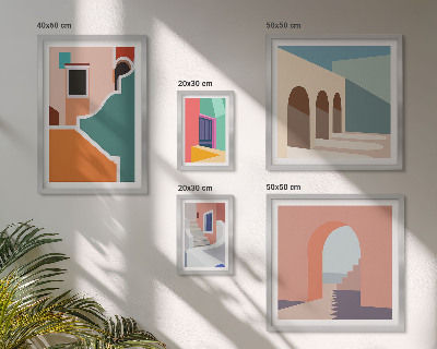 Polyptic înrămat Ilustrații colorate ale clădirilor