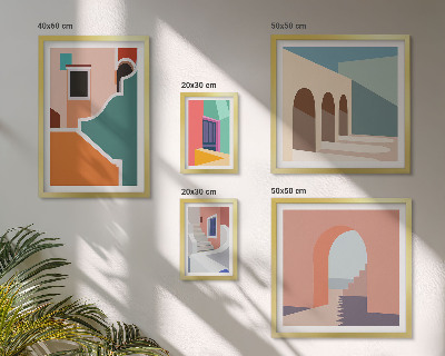Polyptic înrămat Ilustrații colorate ale clădirilor