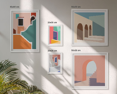 Polyptic înrămat Ilustrații colorate ale clădirilor