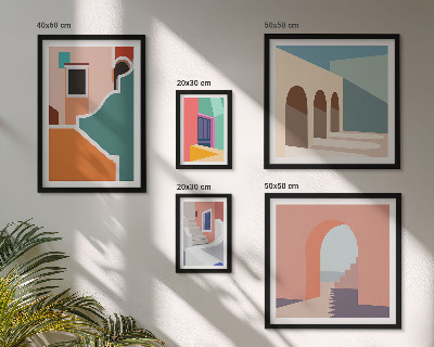 Polyptic înrămat Ilustrații colorate ale clădirilor