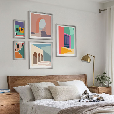 Decorațiune de perete set tablouri Ilustrații colorate ale orașului