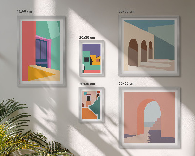 Decorațiune de perete set tablouri Ilustrații colorate ale orașului