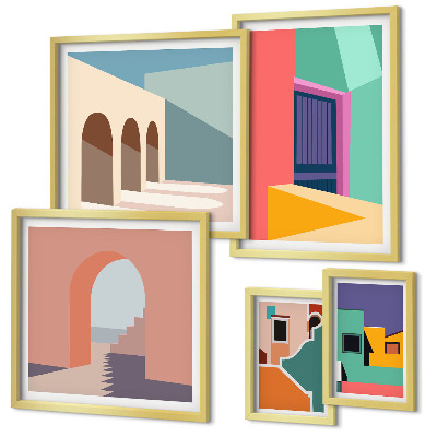 Decorațiune de perete set tablouri Ilustrații colorate ale orașului