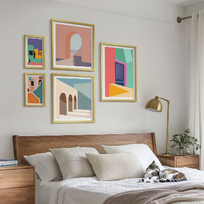 Decorațiune de perete set tablouri Ilustrații colorate ale orașului