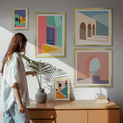 Decorațiune de perete set tablouri Ilustrații colorate ale orașului