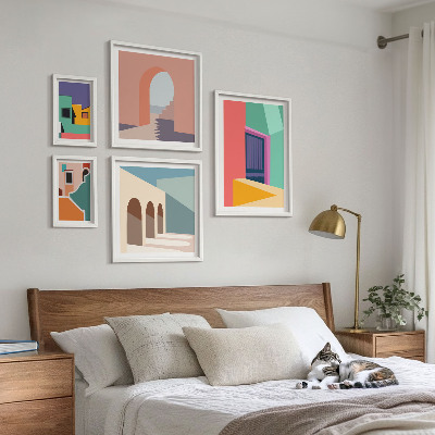 Decorațiune de perete set tablouri Ilustrații colorate ale orașului