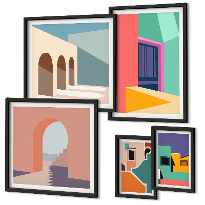 Decorațiune de perete set tablouri Ilustrații colorate ale orașului