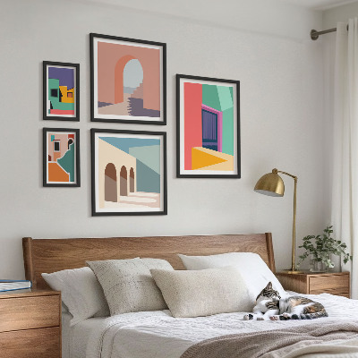Decorațiune de perete set tablouri Ilustrații colorate ale orașului
