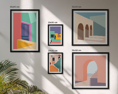 Decorațiune de perete set tablouri Ilustrații colorate ale orașului