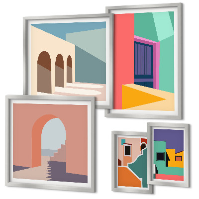 Decorațiune de perete set tablouri Ilustrații colorate ale orașului