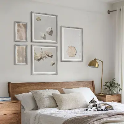 Poliptic înrămat cu texturi naturale subtile în stil boho