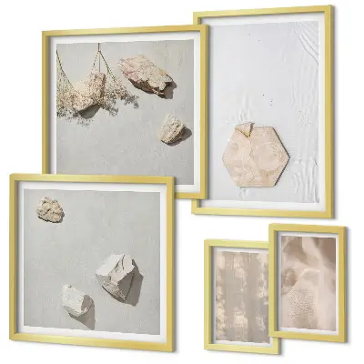 Poliptic înrămat cu texturi naturale subtile în stil boho