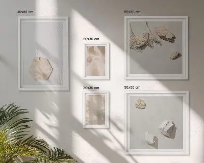 Poliptic înrămat cu texturi naturale subtile în stil boho