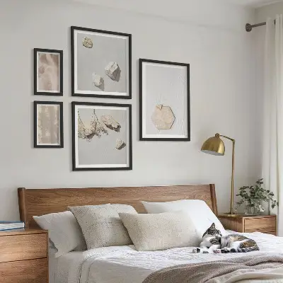 Poliptic înrămat cu texturi naturale subtile în stil boho