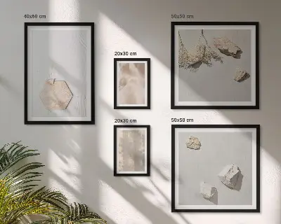 Poliptic înrămat cu texturi naturale subtile în stil boho