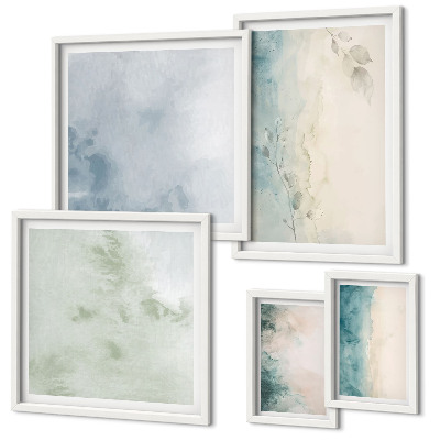 Decorațiune de perete set tablouri Minimalism pe pânză cu acuarele vărsate