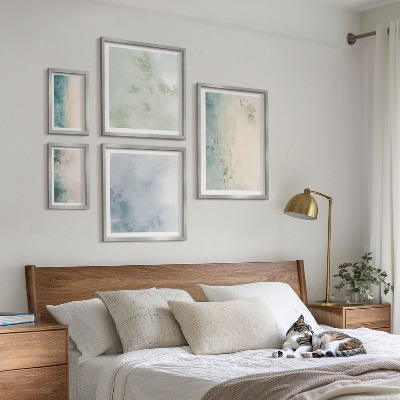 Decorațiune de perete set tablouri Minimalism pe pânză cu acuarele vărsate