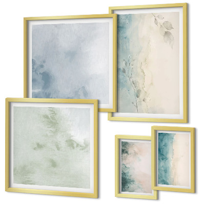 Decorațiune de perete set tablouri Minimalism pe pânză cu acuarele vărsate