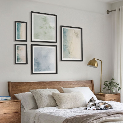 Decorațiune de perete set tablouri Minimalism pe pânză cu acuarele vărsate
