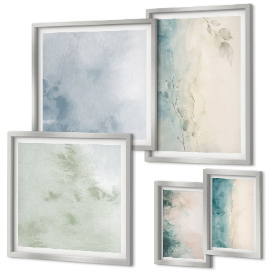Decorațiune de perete set tablouri Minimalism pe pânză cu acuarele vărsate