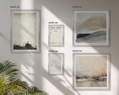 Polyptic înrămat Decorațiuni cu mișcări de pensulă pentru păsări și pietre