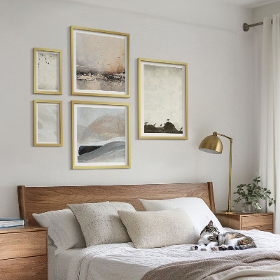 Polyptic înrămat Decorațiuni cu mișcări de pensulă pentru păsări și pietre