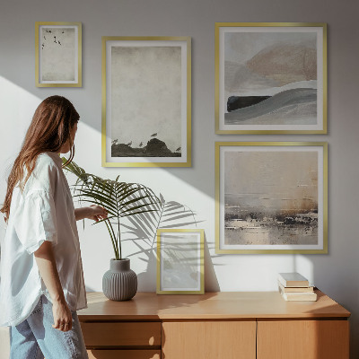 Polyptic înrămat Decorațiuni cu mișcări de pensulă pentru păsări și pietre