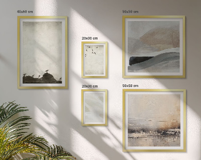 Polyptic înrămat Decorațiuni cu mișcări de pensulă pentru păsări și pietre