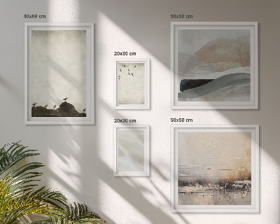 Polyptic înrămat Decorațiuni cu mișcări de pensulă pentru păsări și pietre