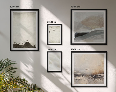 Polyptic înrămat Decorațiuni cu mișcări de pensulă pentru păsări și pietre