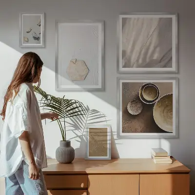 Set de tablouri decorative pentru perete texturi minimaliste în nuanțe calde