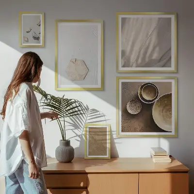 Set de tablouri decorative pentru perete texturi minimaliste în nuanțe calde