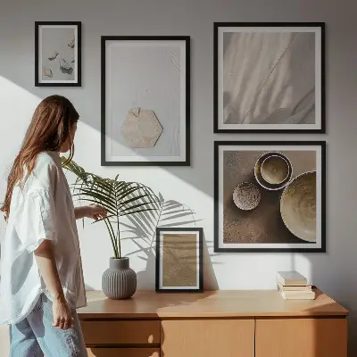 Set de tablouri decorative pentru perete texturi minimaliste în nuanțe calde
