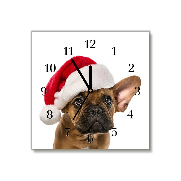 Ceas de sticlă Pătrat Bulldog Christmas Dog