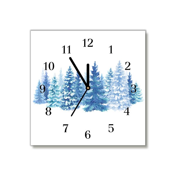 Ceas de sticlă Pătrat Pomi de Crăciun, zăpadă, iarnă