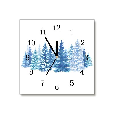 Ceas de sticlă Pătrat Pomi de Crăciun, zăpadă, iarnă