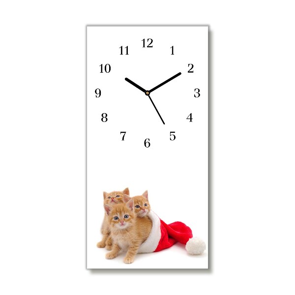 Ceas de sticlă Verticală Pisici. Moș Crăciun
