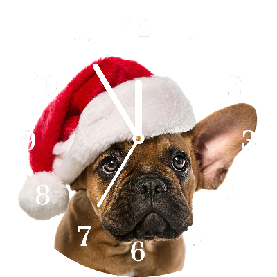 Ceas de sticlă Rundă Bulldog Christmas Dog