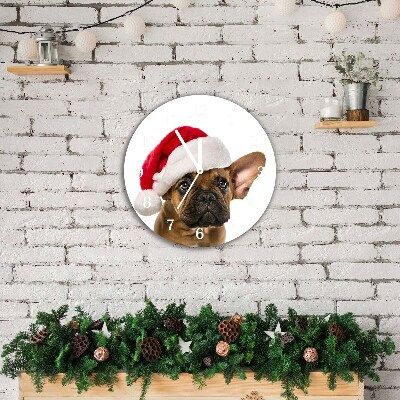 Ceas de sticlă Rundă Bulldog Christmas Dog