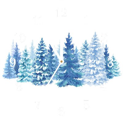 Ceas de sticlă Rundă Pomi de Crăciun, zăpadă, iarnă