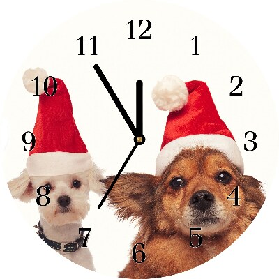 Ceas de sticlă Rundă Câini de Moș Crăciun Crăciun