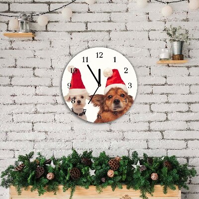 Ceas de sticlă Rundă Câini de Moș Crăciun Crăciun