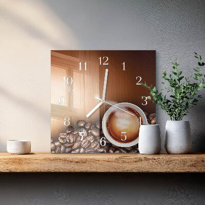Ceas de sticlă pe perete pătrat Cafea