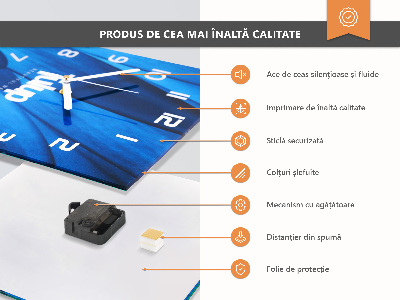 Ceas de sticlă pe perete pătrat Ulei de măsline