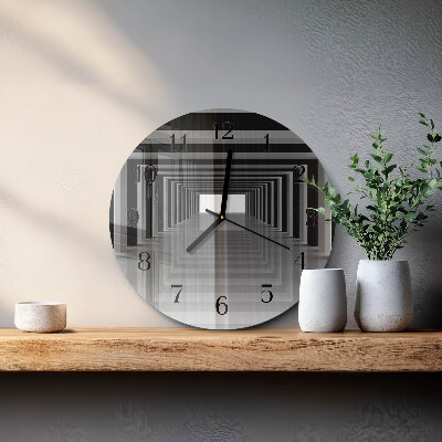 Ceas perete din sticlă rotund Tunel 3D