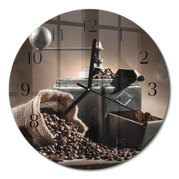Ceas perete din sticlă rotund Râșniță de cafea