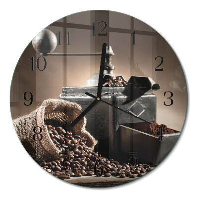 Ceas perete din sticlă rotund Râșniță de cafea