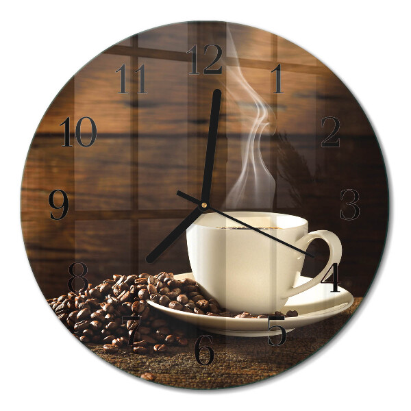 Ceas perete din sticlă rotund Cafea