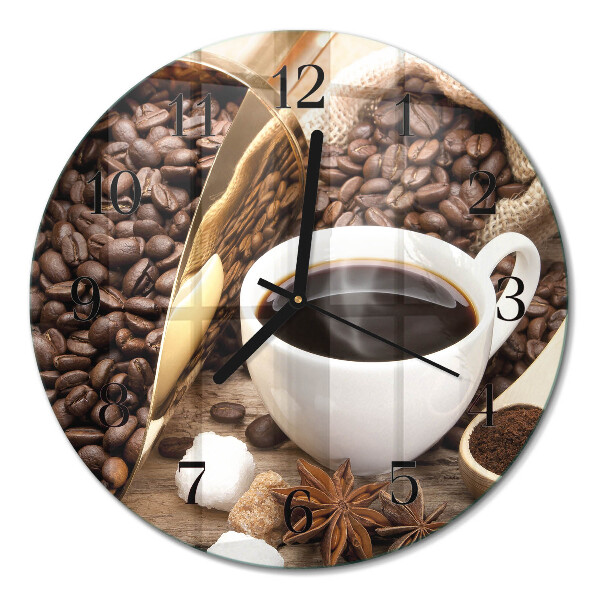 Ceas perete din sticlă rotund Cafea